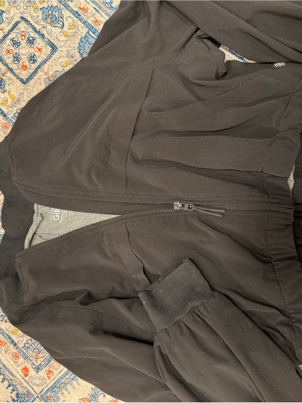 Athleta Black Girls' Zip-Up Jacket with Heather Gray Lining